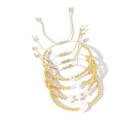 Iuhtrb Élégant bracelet de perles pour femme avec breloque cœur, étoile et croix et styles élégants réglables faits à la main