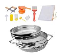 Iuhtrb Kit d'outils d'apiculture double tamis pour la récolte des miels pour apiculteurs, fourche, porte de miel, sacs filtrants
