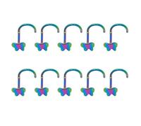 Iuhtrb Lot de 10 piercings tendance en forme de papillon en acier inoxydable pour nez, oreille, cartilage, nez papillon, taille unique, Comme décrit, Comme décrit.
