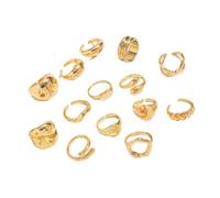 Iuhtrb Lot de 12 anneaux empilables irréguliers en alliage robuste avec perles, taille unique, Comme décrit, Comme décrit.