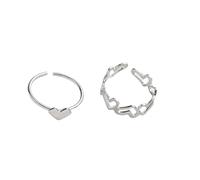 Iuhtrb Lot de 2 anneaux creux en forme de cœur avec ouverture abstraite élégante pour femme tendance et jeune, utilisation quotidienne et fête géométrique