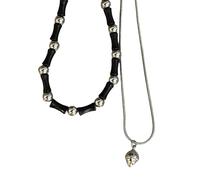 Iuhtrb Lot de 2 colliers ras du cou vintage avec boucle de paix en pierre naturelle pour homme et femme Style chinois, taille unique, Comme décrit, Comme décrit.