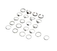 Iuhtrb Lot de 22 bagues vintage au design unique avec gaufrage floral et symbole serpent Yin Yang pour un style polyvalent