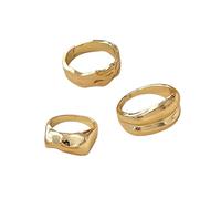 Iuhtrb Lot de 3 bagues élégantes à motifs géométriques pour femme - Ensemble délicat avec motifs géométriques artistiques - Doré