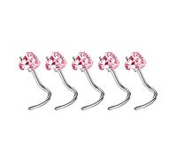 Iuhtrb Lot de 5 piercings de nez en alliage robuste en forme de L avec zircons cubiques pour un look élégant