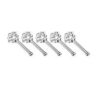 Iuhtrb Lot de 5 piercings de nez en alliage robuste en forme de L avec zircons cubiques pour un look élégant