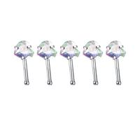 Iuhtrb Lot de 5 piercings de nez en alliage robuste en forme de L avec zircons cubiques pour un look élégant