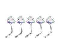 Iuhtrb Lot de 5 piercings de nez en alliage robuste en forme de L avec zircons cubiques pour un look élégant
