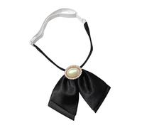Iuhtrb Perles Bijoux Nœuds pour Femme Fille Uniforme scolaire Japonais Nœud Réglable Pré-noué Cravate pour Col de Chemise Cravate Tendance, Noir , taille unique