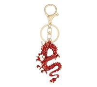 Iuhtrb Porte-clés avec pendentif en cristal multicolore chinois - Chaîne de dragon chinois - Ornement tendance pour téléphones - Porte-clés créatif - Accessoire élégant pour femme, Rouge, taille