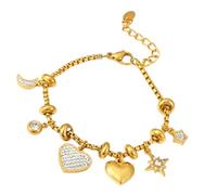 Iuhtrb pour Femmes À La Mode en Acier Inoxydable Robuste Plaqué Or 18 Carats avec Charme De Cœur Et Acier Inoxydable Zircon Élégant