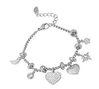 Iuhtrb pour Femmes À La Mode en Acier Inoxydable Robuste Plaqué Or 18 Carats avec Charme De Cœur Et Acier Inoxydable Zircon Élégant