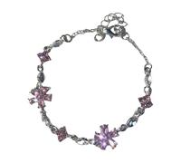 Iuhtrb Romance Peach Crystal Flower Feminine Peach Zircon Cerises Fleurs Élégant Bracelet Bracelet Chaîne Fleur Bijoux