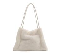Iuhtrb Sac seau esthétique en peluche de grande capacité pour femme, sac à bandoulière en fourrure, couleur unie, sac à main d'hiver sous les bras en peluche, blanc, One Size