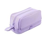 Iuhtrb Trousse à crayons de grande capacité - Couleur unie - Double couche - Fournitures scolaires et de bureau - Pochette esthétique - Couleur unie, violet