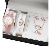 Iuhtrb Watch Élégant Avec Collier De Pendentif Assorti Bouchons Butfly Goucles D'oreilles Bijoux Texture En Alliage