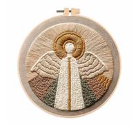 IUHUI Kit de broderie pour adultes débutants - Motifs de crèche de Noël - Kit de broderie à la main avec cerceau - Ange lumineux