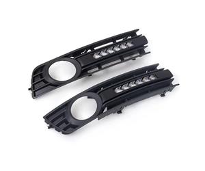 IUKMR Feux De Circulation Diurne Pour A4 B6 2001-2005 LED Antibrouillard Gril Pare-chocs Avant Center Calandre Inférieure Couverture Grilles Feux De Jour