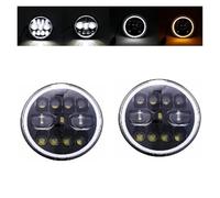 IUKMR Pour Suzuki Pour Samurai Pour Jimmy Pour Bandit 600 Phares Angel Eye À LED De 7 Pouces Feux De Jour Et Feux De Route Projecteur Principal Auto(B black 55w)
