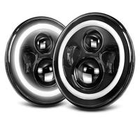 IUKMR Pour Suzuki Pour Samurai Pour Jimmy Pour Bandit 600 Phares Angel Eye À LED De 7 Pouces Feux De Jour Et Feux De Route Projecteur Principal Auto(40w black full halo)