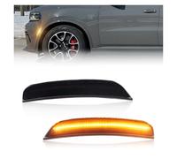 IUKMRT Feux Avants Auto pour Dodge pour Durango 2021-2025 Feu De Position Latéral De Pare-Chocs Avant Clignotant Réflecteur Lumière Garde-Boue avec LED Phare Principal(Smoked Lens Amber)
