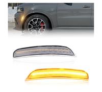 IUKMRT Feux Avants Auto pour Dodge pour Durango 2021-2025 Feu De Position Latéral De Pare-Chocs Avant Clignotant Réflecteur Lumière Garde-Boue avec LED Phare Principal(Clear Lens Amber)