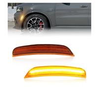 IUKMRT Feux Avants Auto pour Dodge pour Durango 2021-2025 Feu De Position Latéral De Pare-Chocs Avant Clignotant Réflecteur Lumière Garde-Boue avec LED Phare Principal(Amber Lens Amber)