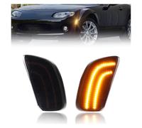 IUKMRT Feux Avants Auto pour Mazda pour MX-5 pour Miata 06-08 Feu Position Latéral Pare-Chocs Avant Clignotant Voyant D'avertissement avec LED Complète Phare Principal(Smoked Lens Amber)