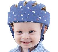 IULONEE Bébé Casque de Protection pour Enfant Chapeau Infantile Tête de Protection Chapeau de Coton pour Enfant Réglable Casque de Sécurité (Bleu étoilé)