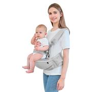IULONEE Multifonctionnel Respirant Porte-Bébé Siège De Hanche Ergonomique Porte Bébé Ventral Tabouret De Taille Siège De Hanche Confortable Pour Tout-Petit 6-36 Mois (Gris)