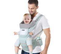 IULONEE Porte Bebe avec Siège à Hanche Ergonomique pour Tout-petit Sac à dos Porte-bébé à Bandoulière Réglable L'avant et à L'arrière pour Enfants de 3 Mois à 3 Ans (3-20 kg) Vert
