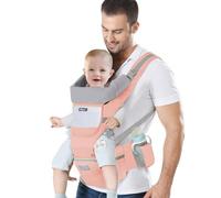 IULONEE Porte Bebe avec Siège à Hanche Ergonomique pour Tout-petit Sac à dos Porte-bébé à Bandoulière Réglable L'avant et à L'arrière pour Enfants de 3 Mois à 3 Ans (3-20 kg) (Pink)