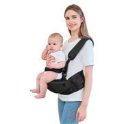IULONEE Porte Bébé Ergonomique Avec Siège à Hanche Respirant Porte-Bébé Siège De Hanche Porte Bébé Ventral Tabouret Porte-Bébé Respirant Assise Hanche Siège Porte-Bébé Pour Nouveau-Né (Noir)