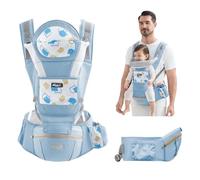 IULONEE Porte Bébé Naissance Confortable Porte Bebe Avec Siège à Hanche Siège De Hanche Multifonction Porte-Bébé Pour Bébés Et Tout-Petits Echarpe De Portage Bebe Pour Les Bébés De 3 à 36 Mois (Bleu)