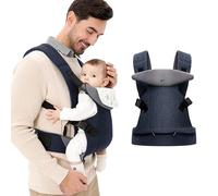 IULONEE Sac de transport 4 en 1 réglable pour bébé nouveau-né à tout-petit, sac à dos ergonomique convertible léger et respirant (bleu foncé)