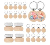 Iunipusy Lot de 60 clés rondes vides en bois - Pour bricolage - Pour la gravure de cadeaux