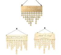 IUNSER & Friends Calendar Ply Birthday Board DIY Plaque Family Wood Sign Birch Reminder Home Decor Activités Enfant 3 Ans (A, One Size)