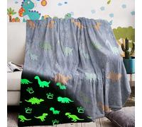 IUNTWEIE Couverture Dinausore Enfant,Couverture phosphorescente,en Flanelle Douce et Moelleuse,Grands Cadeaux pour Les Amoureux des Dinosaures (D, 130x150cm)
