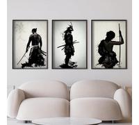 IUNTWEIE Japon Samouraï Photos Portrait Bushido Guerrier japonais Impression murale Noir et blanc Poster pour salon chambre à coucher décor sans cadre (3x70x100cm, Bushido-1)