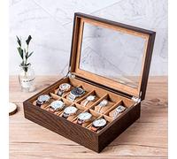 IUokLU Coffret À Montres De Luxe,Coffret À Bijoux,Coffret À Montres en Bois avec Fenêtre De Toit,Dix Coffrets À Bijoux en Bois,Présentoir À Bracelets,Boîte De Rangement