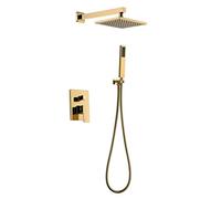 IUokLU Ensemble De Robinet De Douche Doré, Mitigeur De Luxe en Laiton Massif pour Salle De Bain, Système De Douche À Effet Pluie Mural De 20 Cm avec Douchette À Main,