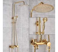 IUokLU Ensemble De Robinetterie De Douche À Effet Pluie Chromé, Système De Douche Mural, Mitigeur 3 Voies, Mitigeur Bain-Douche - Bronze Noir B