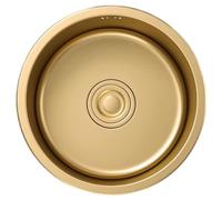 IUokLU Évier de Cuisine Gain de Place pour Camping-Car Mini évier de Petite Taille évier Rond doré comptoir de Bar cuve Simple Bassin de Lavage de légumes en,Or-36 * 36 * 20cm