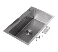 IUokLU Évier Simple Argenté pour La Maison, Drainage Fluide sans Obstruction, Nettoyage Facile, Poste De Travail Rectangulaire Facile À Nettoyer, avec Kit De Vidange E(Couleur Argent - 68 X 45 Cm)