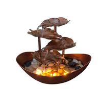 IUokLU Fontaine D'Intérieur De Table en Forme De Feuille De Lotus Yuanbao, Fontaine À Eau Fluide Décorative pour Salon, Véranda, Éclairage D'Ambiance LED.(Un)