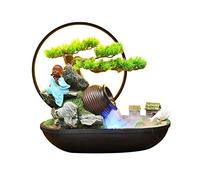 IUokLU Fontaine D'Intérieur, Fontaine d'eau D'Intérieur, Fontaine De Table avec Bonsaï Artificiel Et Statue De Bouddha, Fontaine Zen avec Lumières LED pour La Maison, Le Bureau,