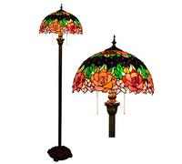 IUokLU Lampadaire De Style Tiffany,Lampe sur Pied en Verre Coloré Rose avec Abat-Jour De 40 Cm De Large,Lampe De Table Vintage en Cristal De 162 Cm De Haut pour Chambre,Maison De Campagne O