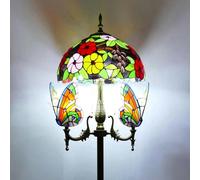 IUokLU Lampadaire De Style Tiffany,Lampe sur Pied en Vitrail avec Veilleuse Papillon,165 Cm De Haut,Base en Résine Vintage,Lampe De Lecture pour Chambre Ou Bureau(D)