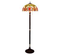 IUokLU Lampadaire Style Tiffany,Lampe De Lecture sur Pied en Vitrail Antique,Abat-Jour Rétro Fait Main,165 Cm De Haut,Idéal pour Chambre,Salon,Commode Ou Table Basse,Douilles E27 X 3,4