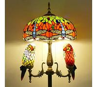 IUokLU Lampadaire Style Tiffany,Lampe sur Pied en Vitrail avec Veilleuse Perroquet,165 Cm De Haut,Base en Résine Vintage,Lampe De Lecture pour Chambre Ou Bureau,B(G)